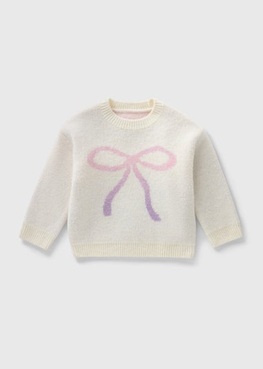 Girls Cream Multi Bow Jumper (1-7yrs)
