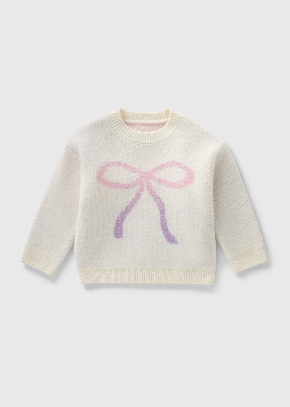Girls Cream Multi Bow Jumper (1-7yrs)