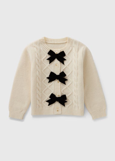 Girls Cream Bow Cardigan (1-7yrs)