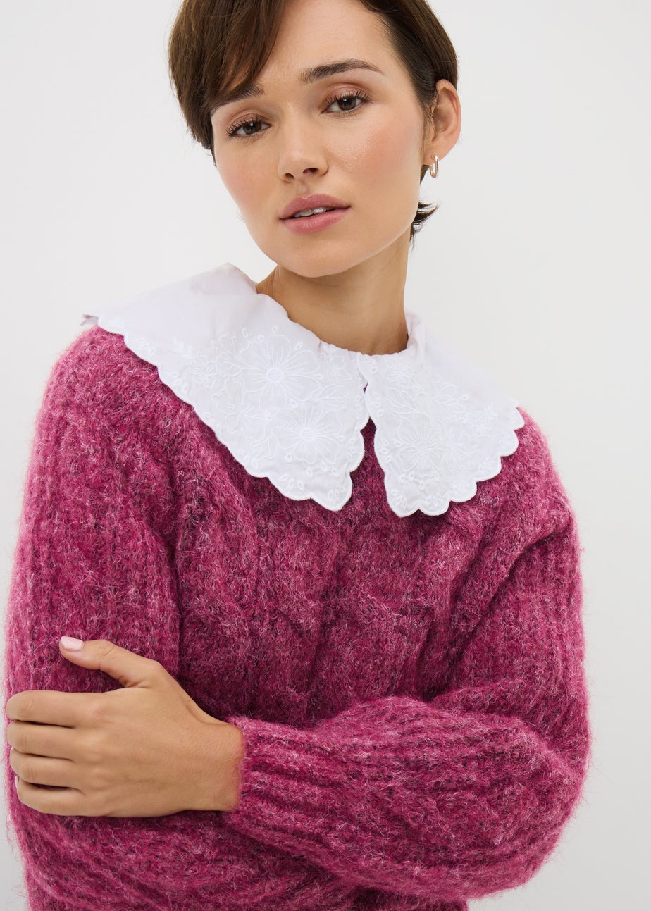 Raspberry Cable Knit Jumper