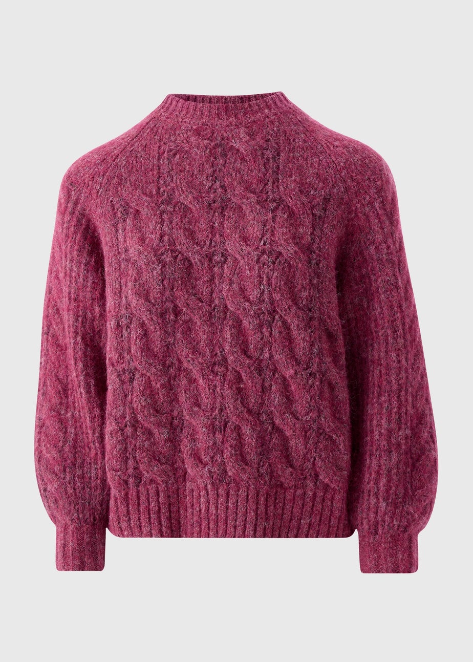 Raspberry Cable Knit Jumper