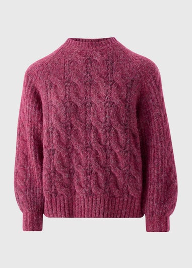 Raspberry Cable Knit Jumper
