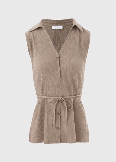 Taupe Co Ord Textured Waistcoat