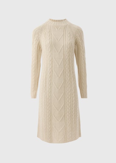 Cream Maxi Knitted Cable Dress