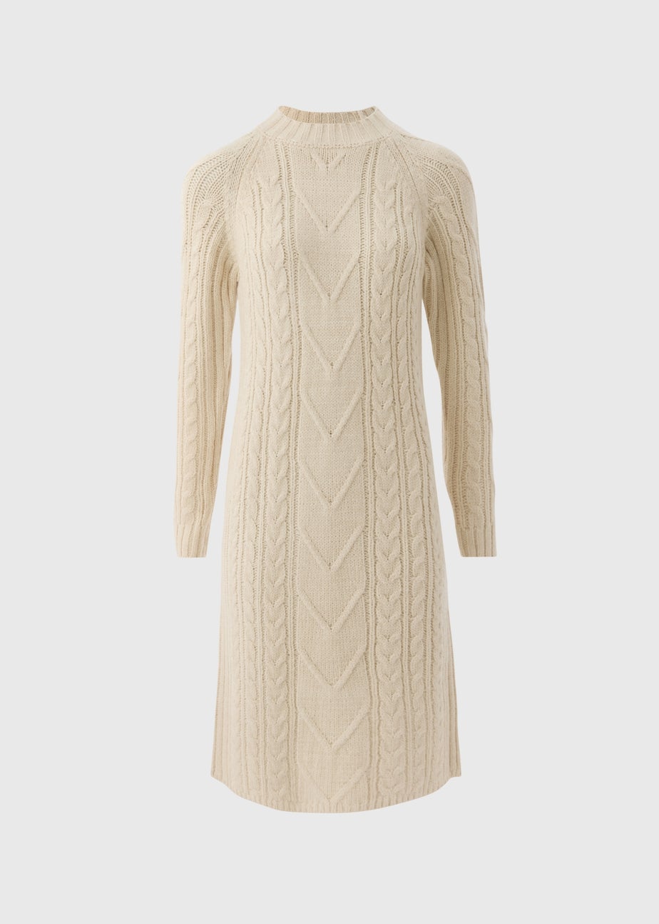 Cream Maxi Knitted Cable Dress