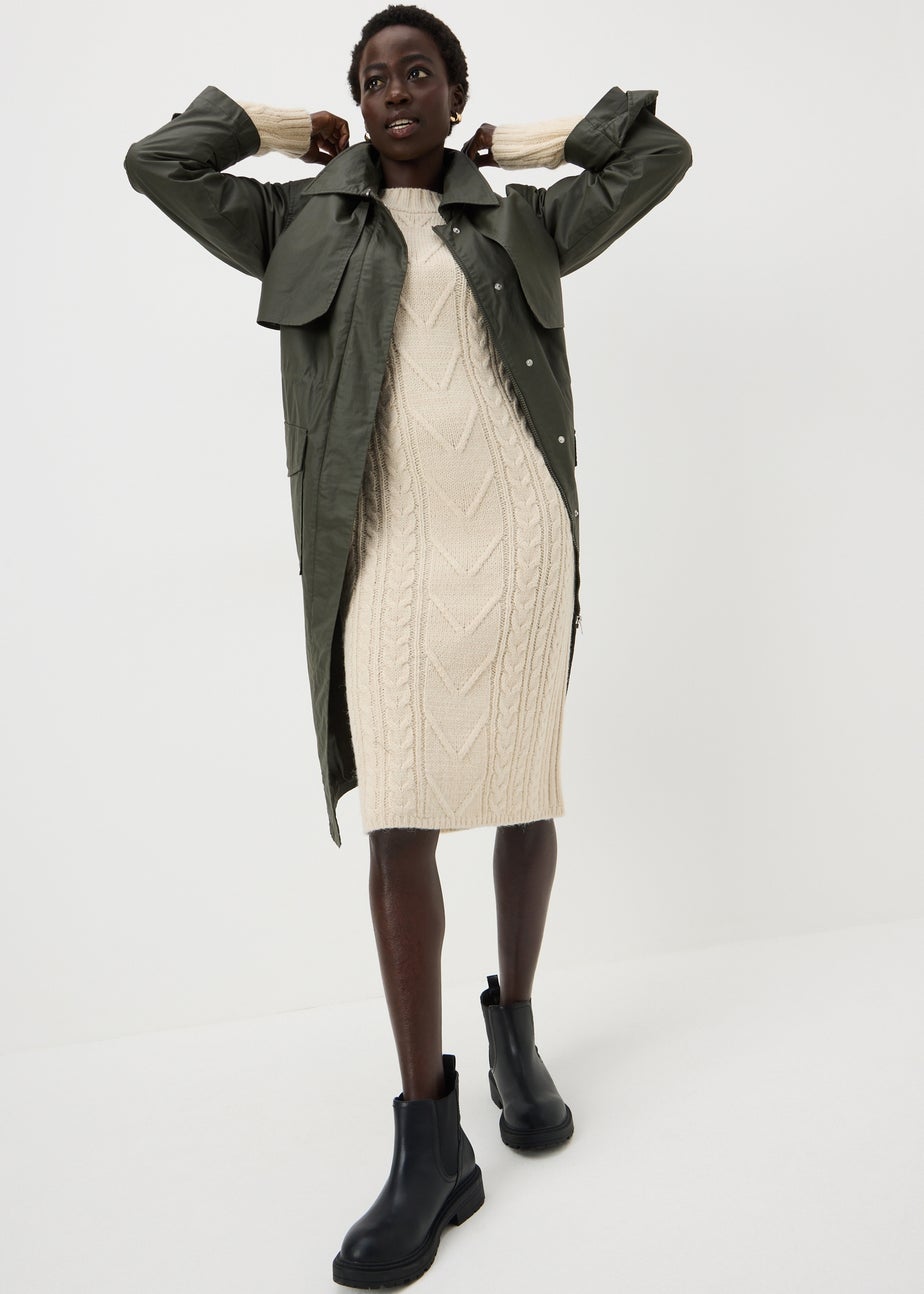 Cream Maxi Knitted Cable Dress