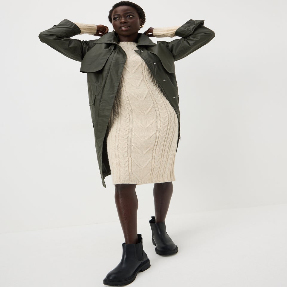 Cream Maxi Knitted Cable Dress