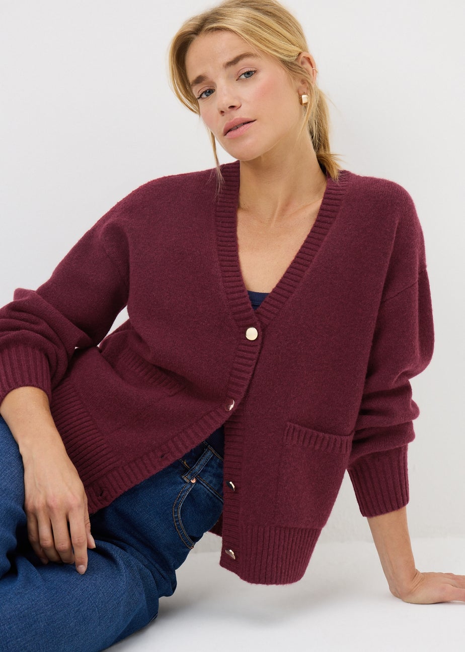 Burgundy Button Cardigan