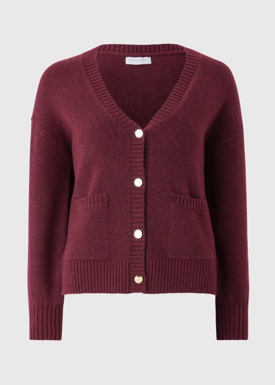Burgundy Button Cardigan
