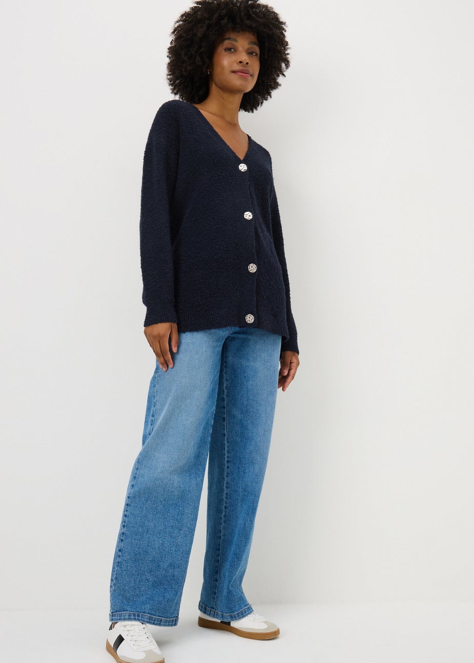 Navy Boucle Cardigan