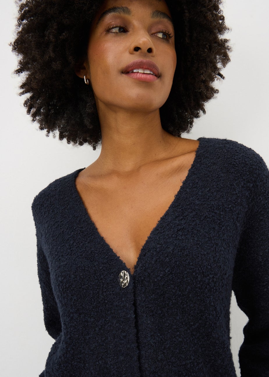 Navy Boucle Cardigan