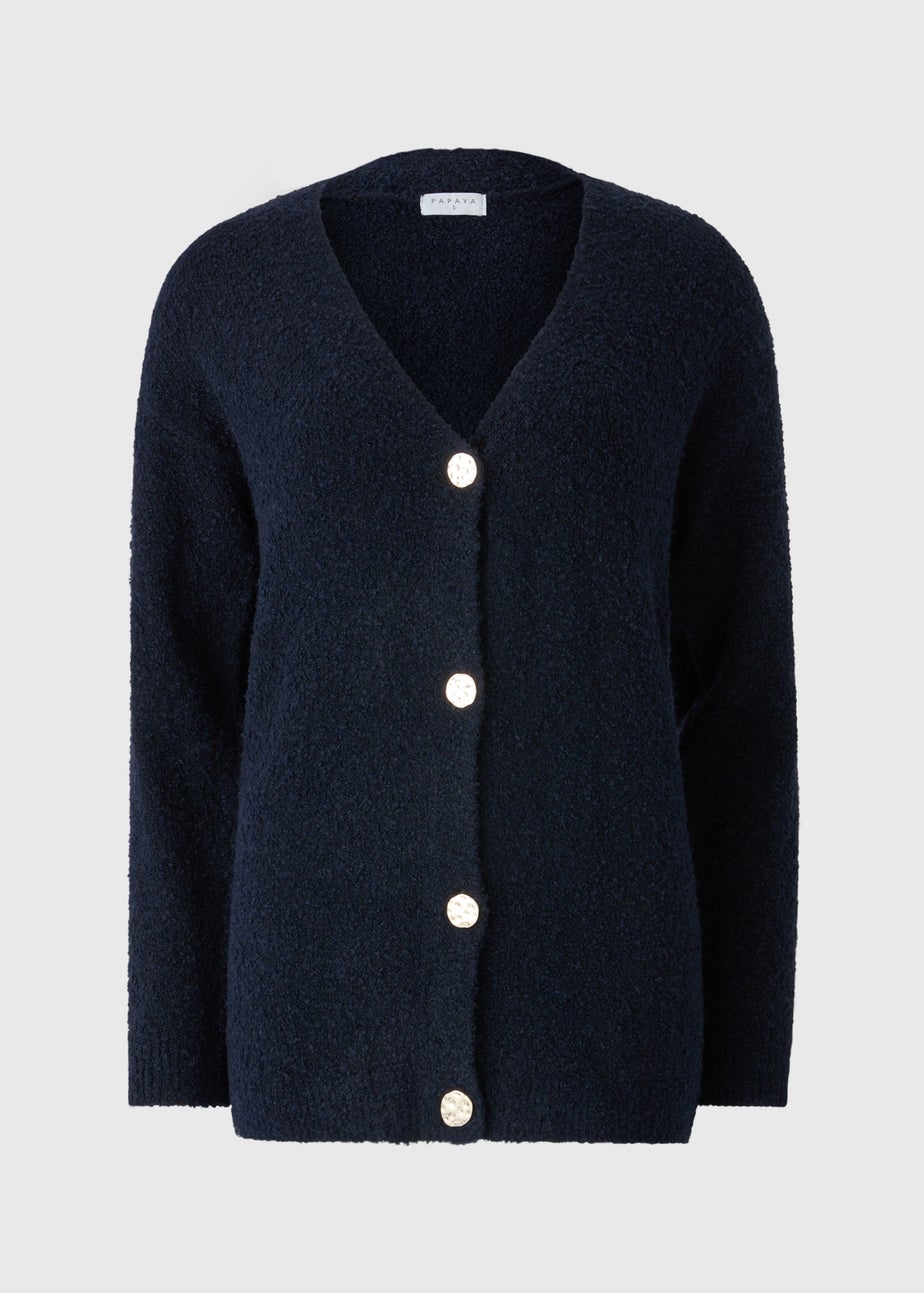 Navy Boucle Cardigan