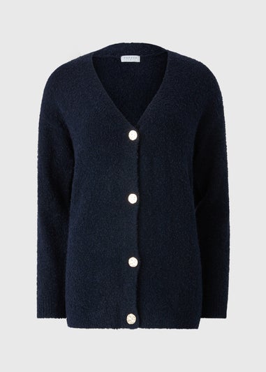 Navy Boucle Cardigan