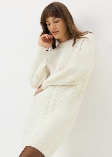 Cream Cable Knitted Dress