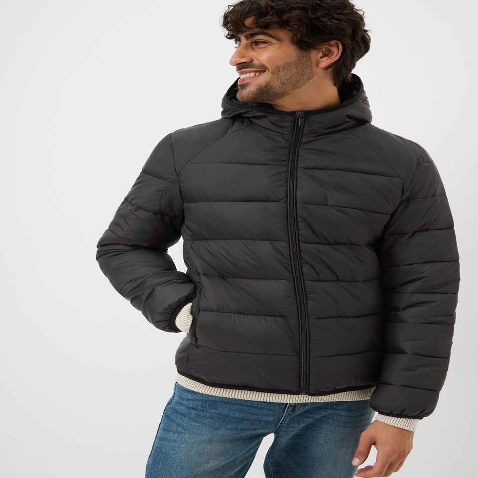 Black Hooded Puffer Coat