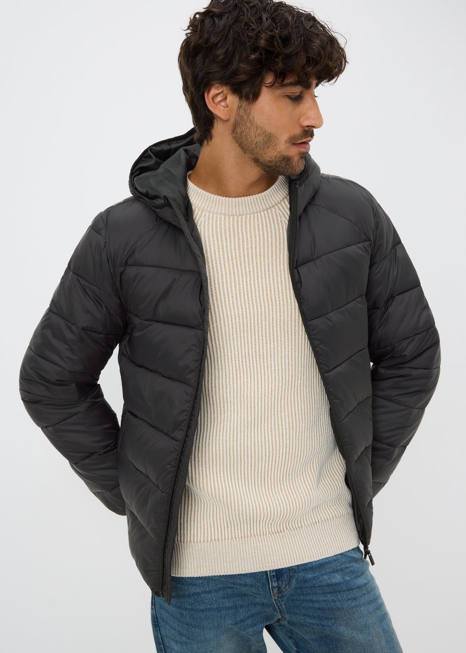 Black Hooded Puffer Coat