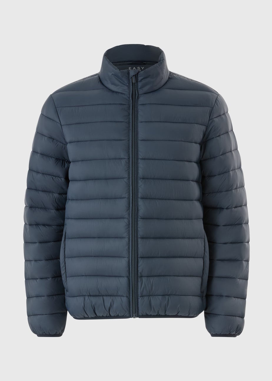 Navy Puffer Funnel Coat