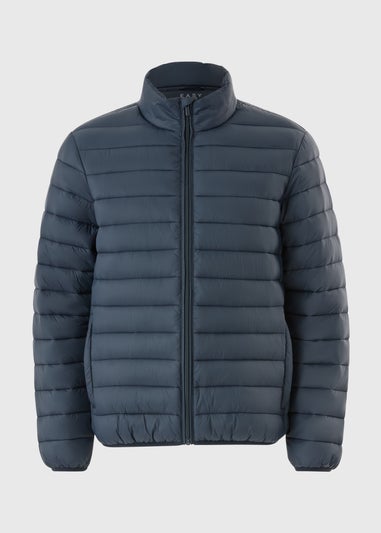 Navy Puffer Funnel Coat