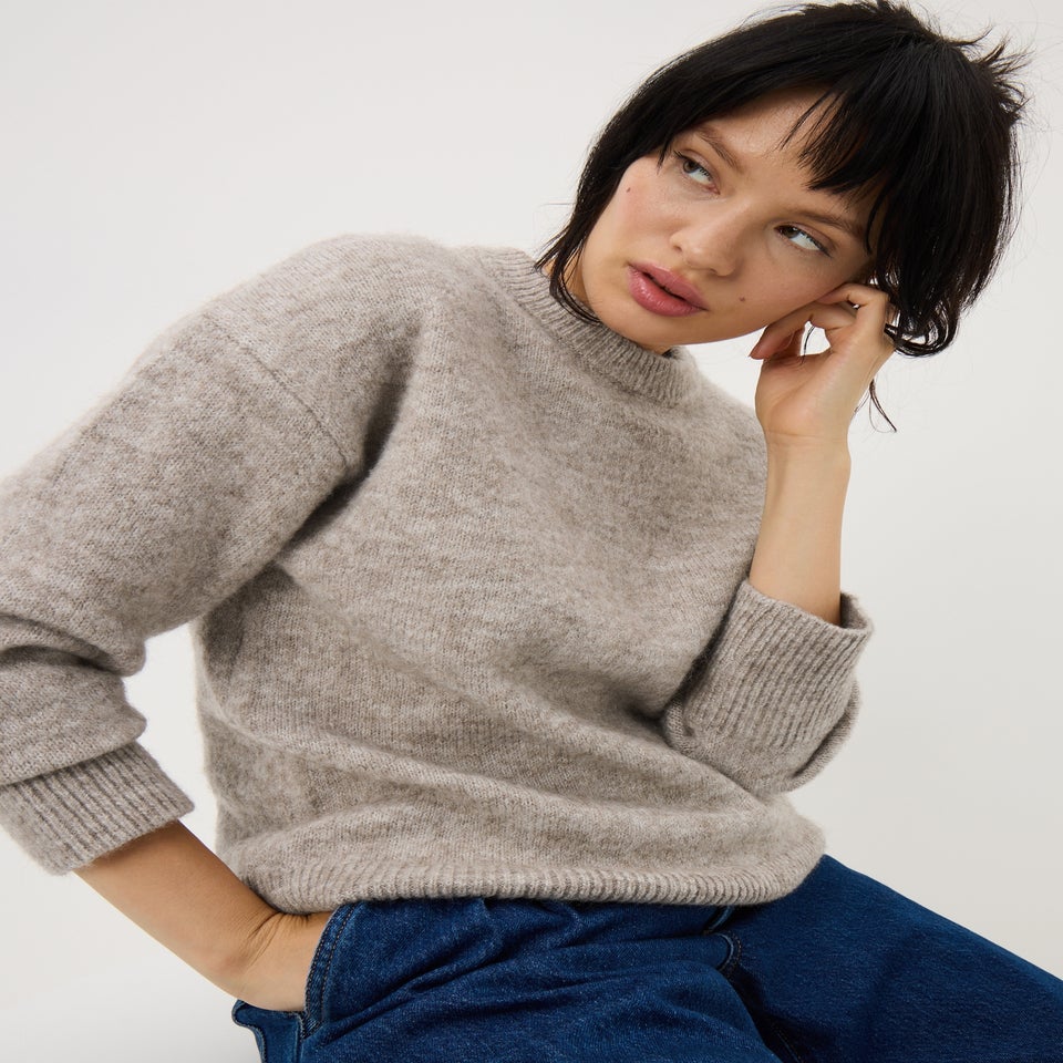 Oatmeal Fluffy Oversized Jumper