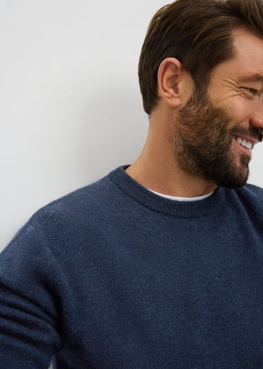 Lincoln Navy Crew Neck Lambswool Jumper