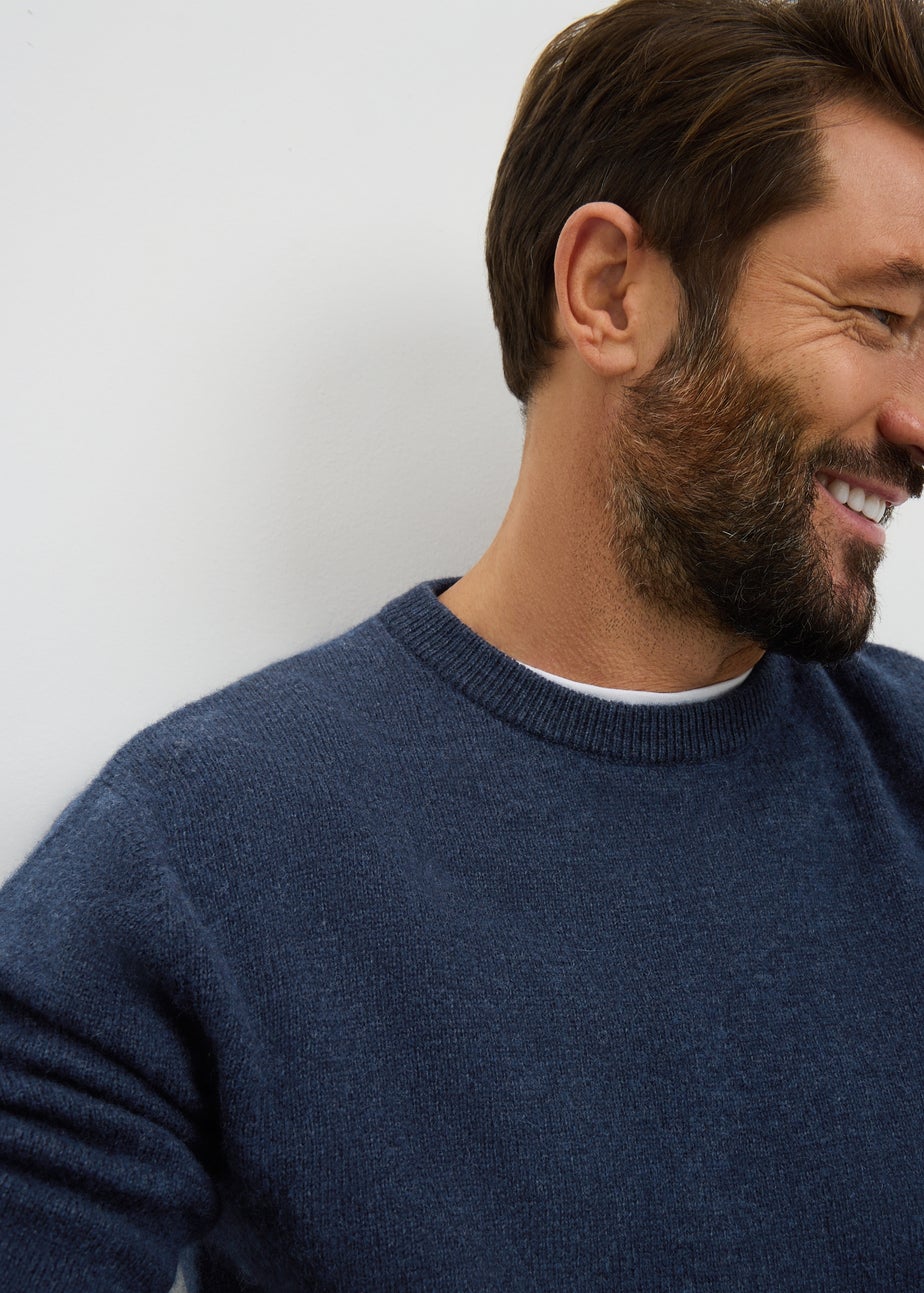 Lincoln Navy Crew Neck Lambswool Jumper