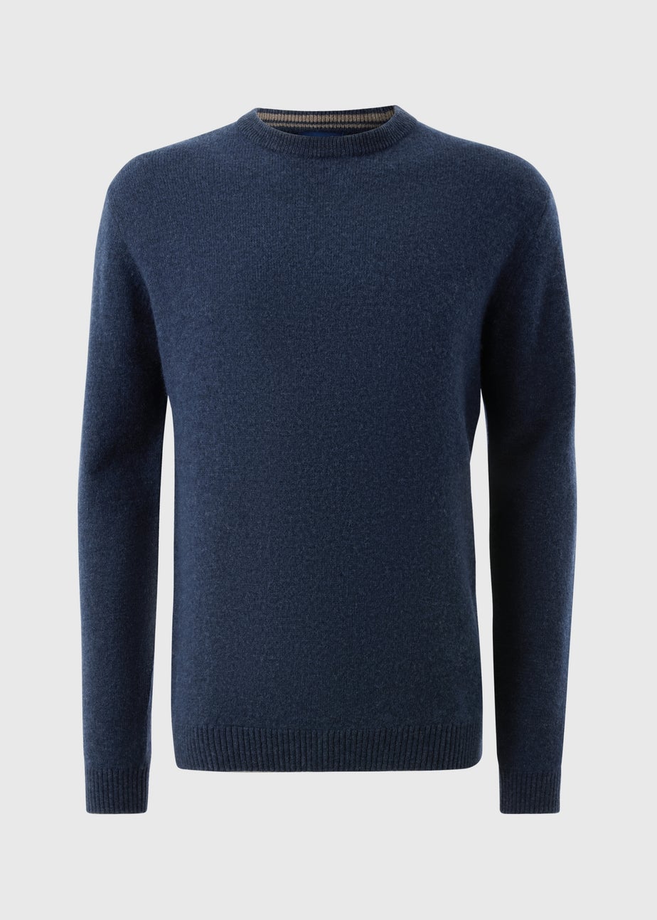 Lincoln Navy Crew Neck Lambswool Jumper