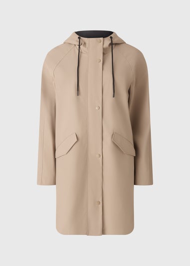 Stone Rubberised Showerproof Long Parka Coat