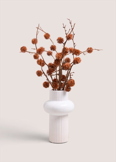 Orange Faux Plant in Ribbed Vase