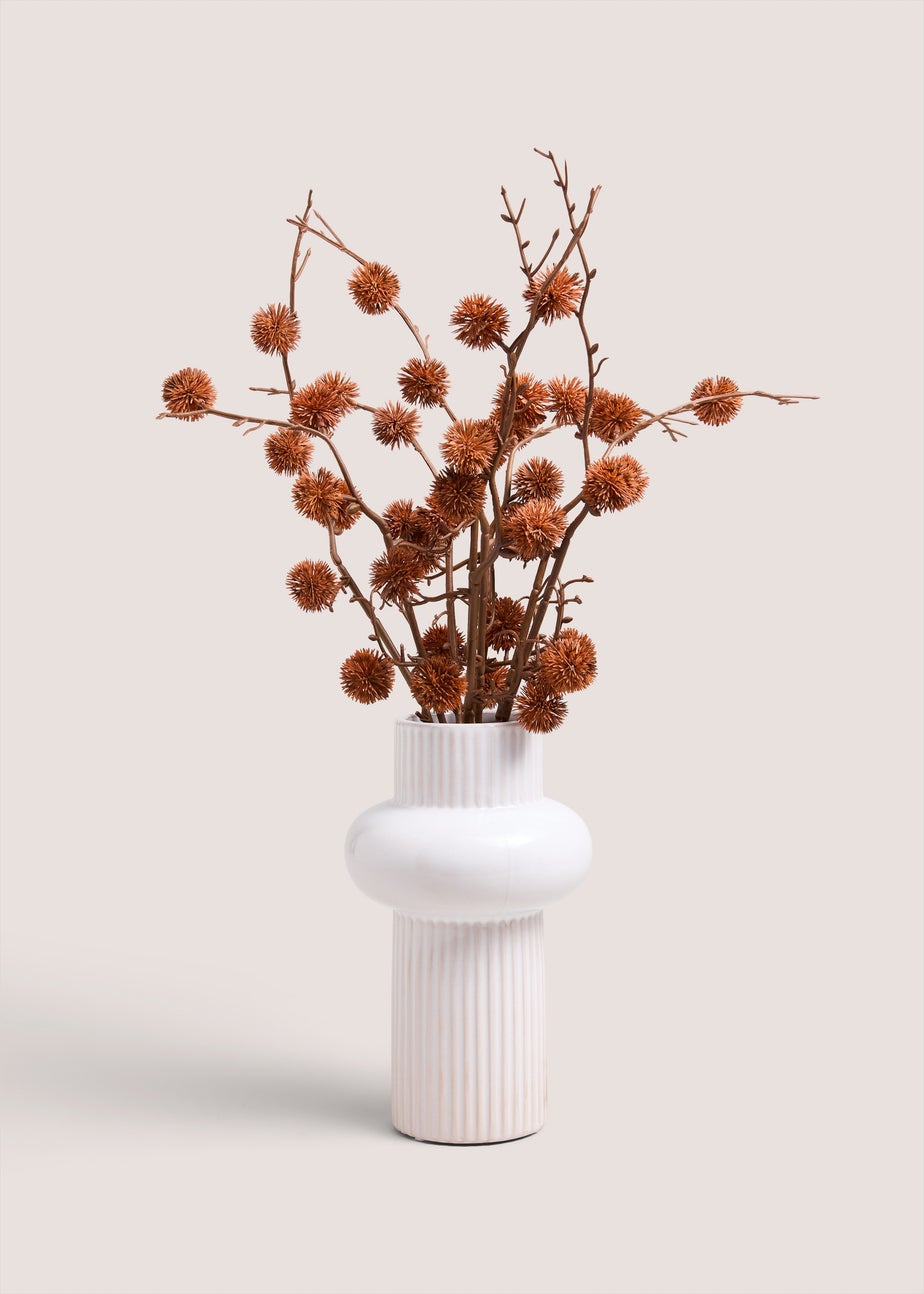 Orange Faux Plant in Ribbed Vase