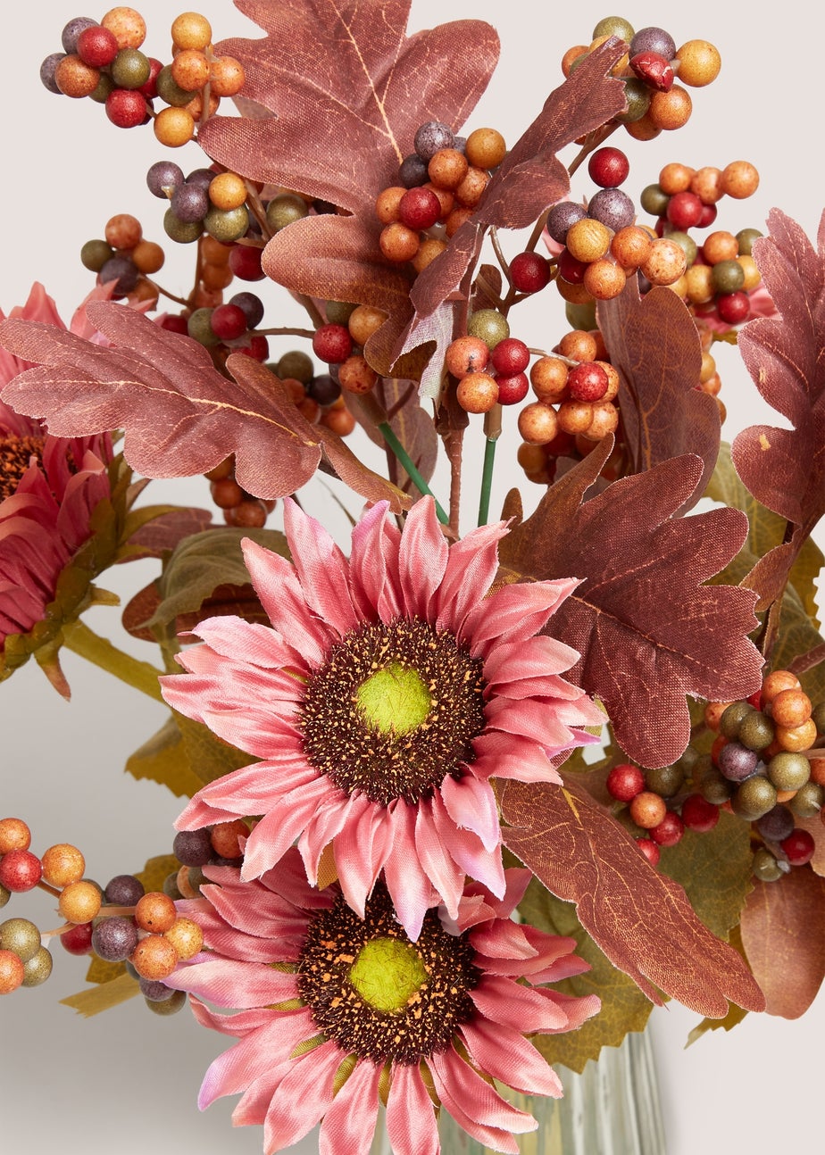 Pink Sunflowers Clear Vase