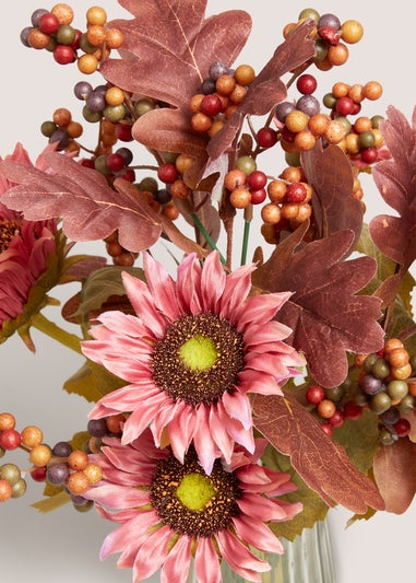 Pink Sunflowers Clear Vase