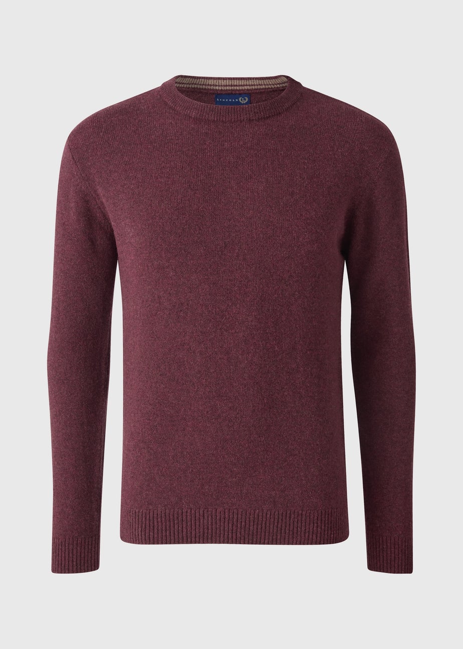 Lincoln Burgundy Long Sleeve Crew Neck Jumper