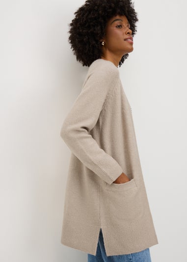 Oatmeal Statement Longline Cardigan
