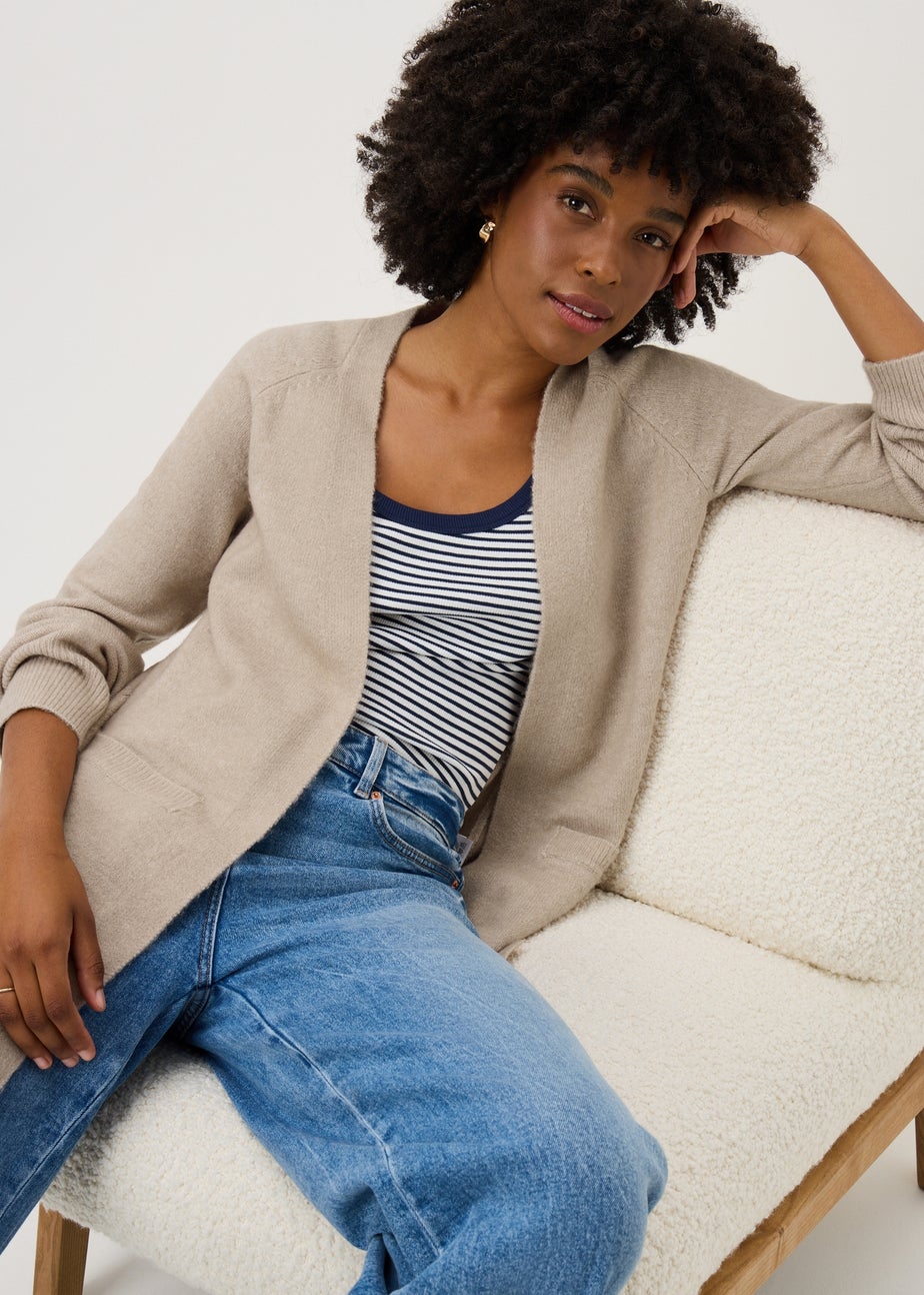 Oatmeal Statement Longline Cardigan