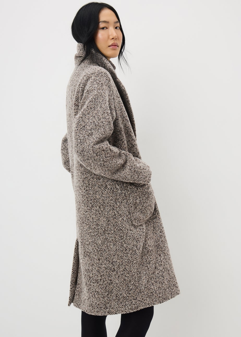 Brown Textured Smart Coat