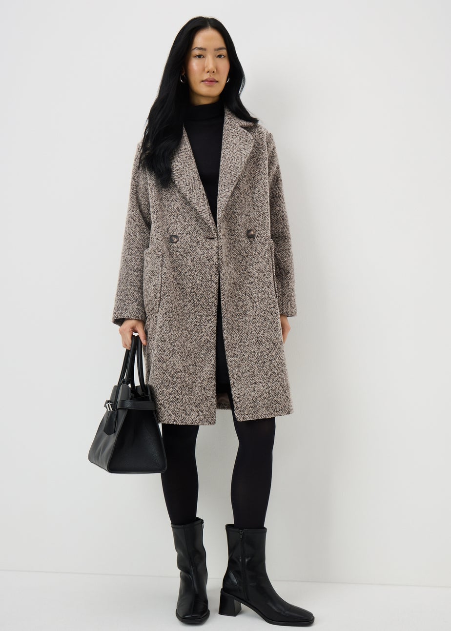 Brown Textured Smart Coat
