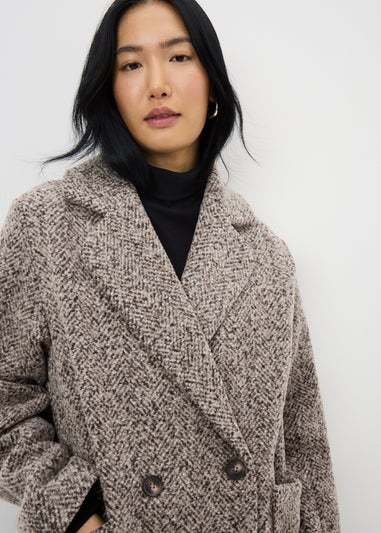 Brown Textured Smart Coat