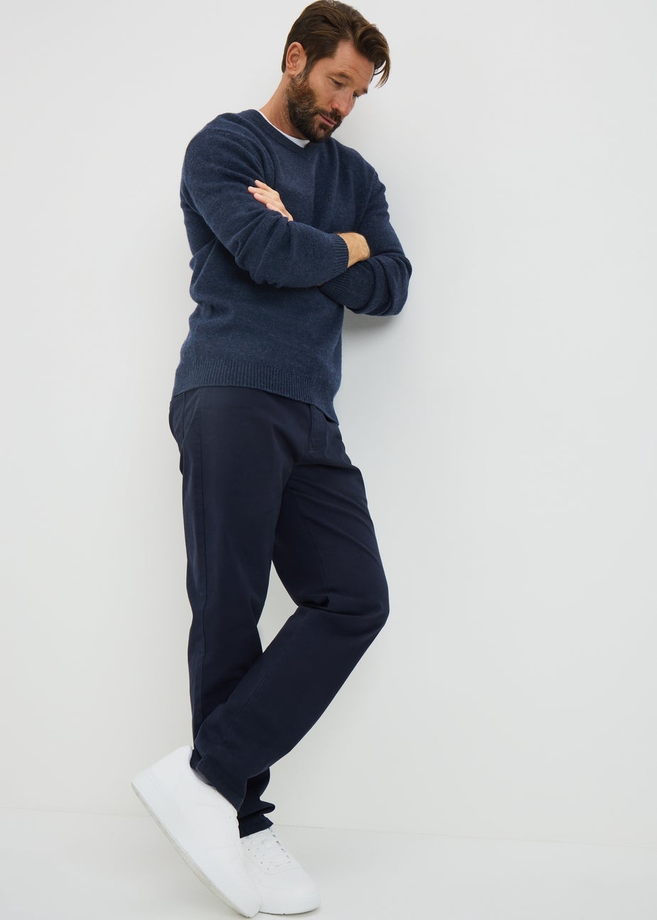 Lincoln Navy Lambswool V Neck Jumper