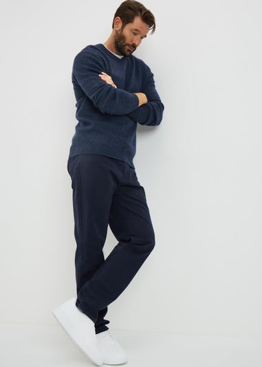 Lincoln Navy Lambswool V Neck Jumper