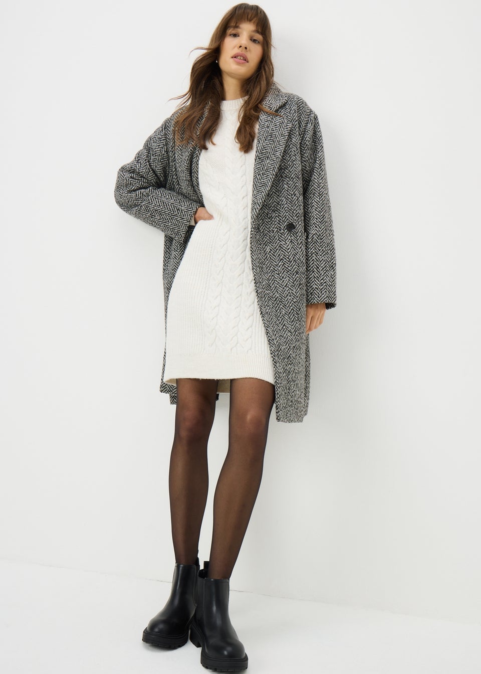 Black Textured Smart Coat