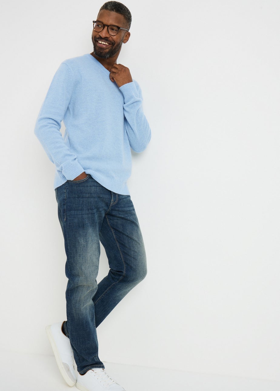 Lincoln Light Blue Lambswool V Neck Jumper