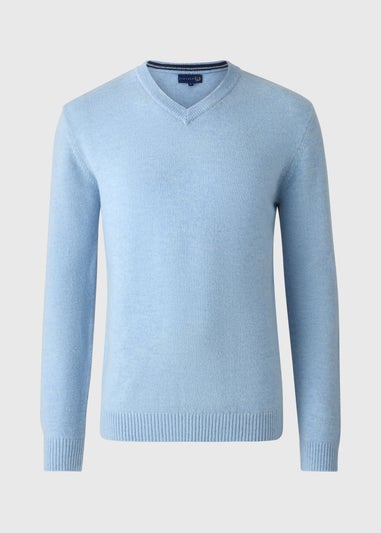 Lincoln Light Blue Lambswool V Neck Jumper