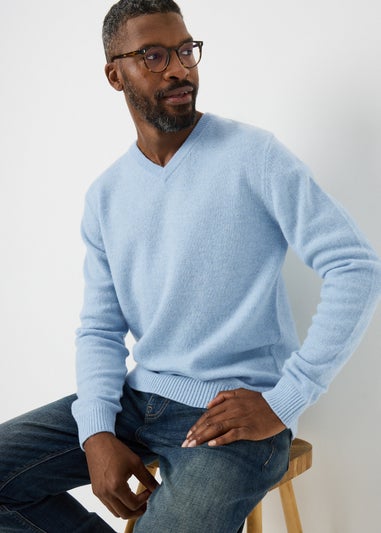 Lincoln Light Blue Lambswool V Neck Jumper