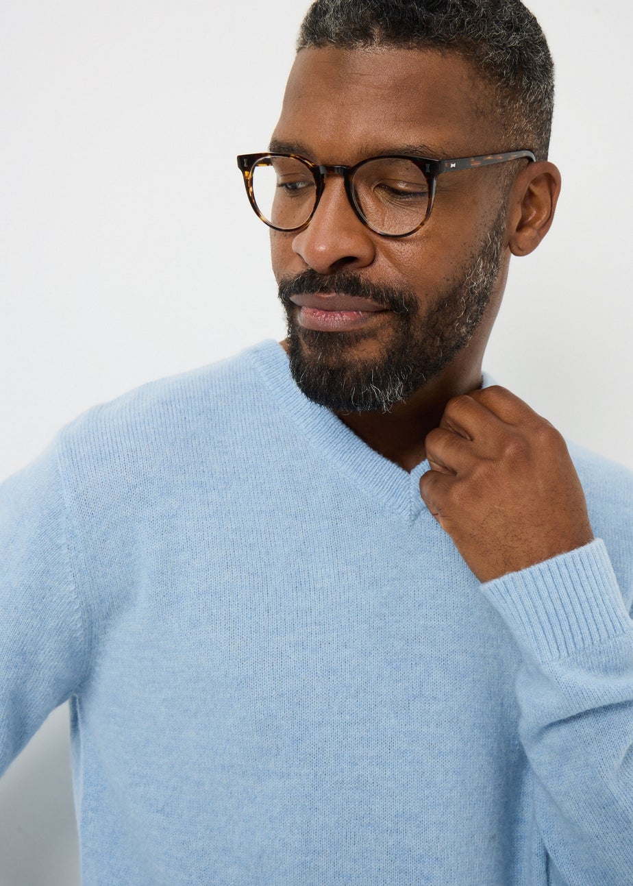 Lincoln Light Blue Lambswool V Neck Jumper