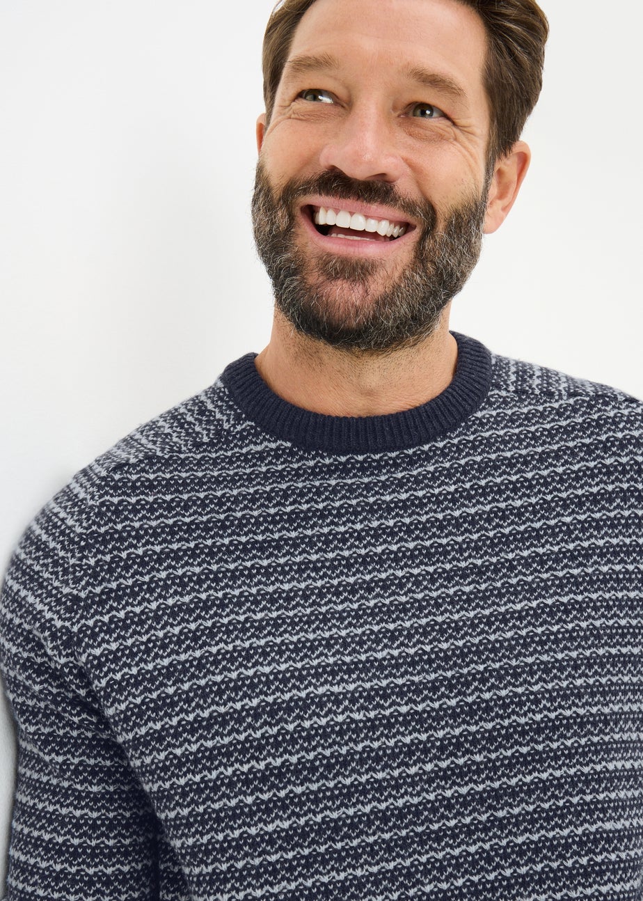 Navy Striped Crew Neck Jumper