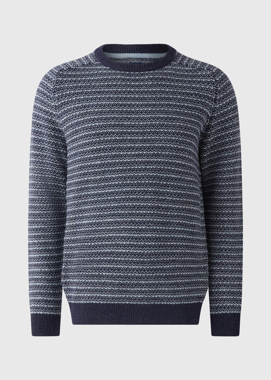 Navy Striped Crew Neck Jumper