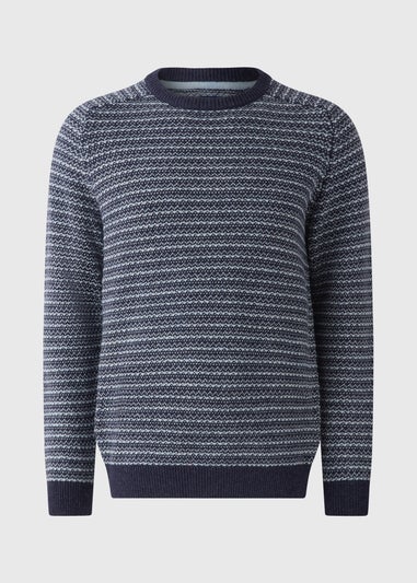 Navy Striped Crew Neck Jumper
