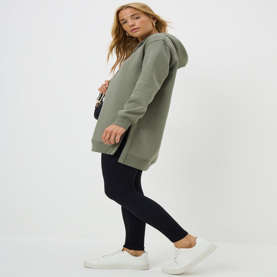 Sage Green Longline Hoodie