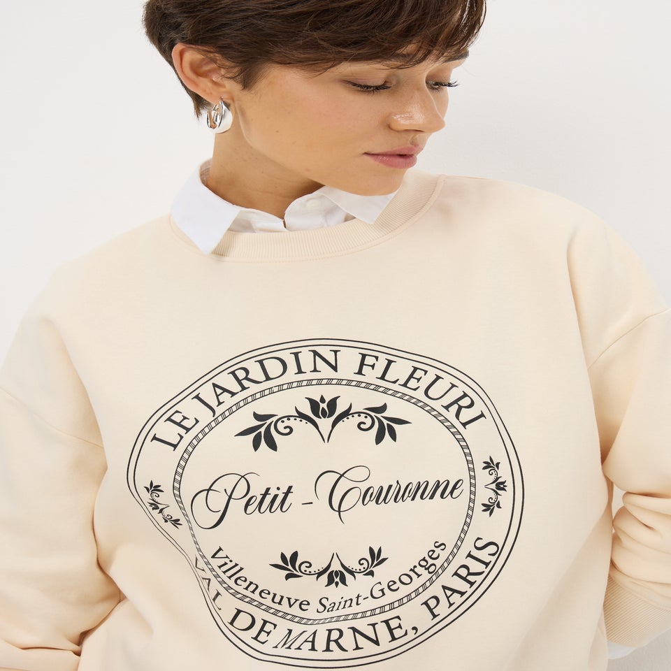 Cream French Paris Graphic Sweatshirt