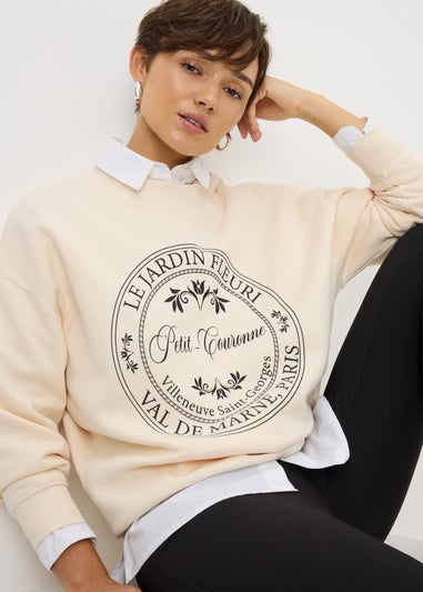 Cream French Paris Graphic Sweatshirt